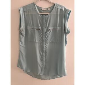 New York & Company Zip Pocket Blouse Size Large